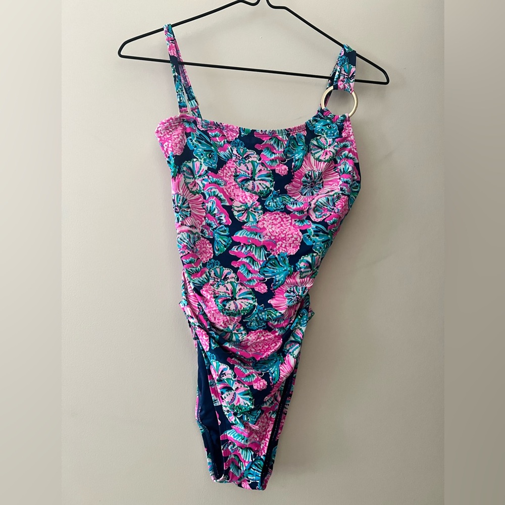 Lilly Pulitzer Pink and Blue Floral One Piece Swimsuit